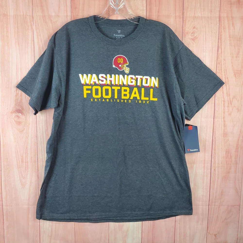 Fanatics Mens T-Shirt Sz XL Gray Washington Commanders Short Sleeve Pullover